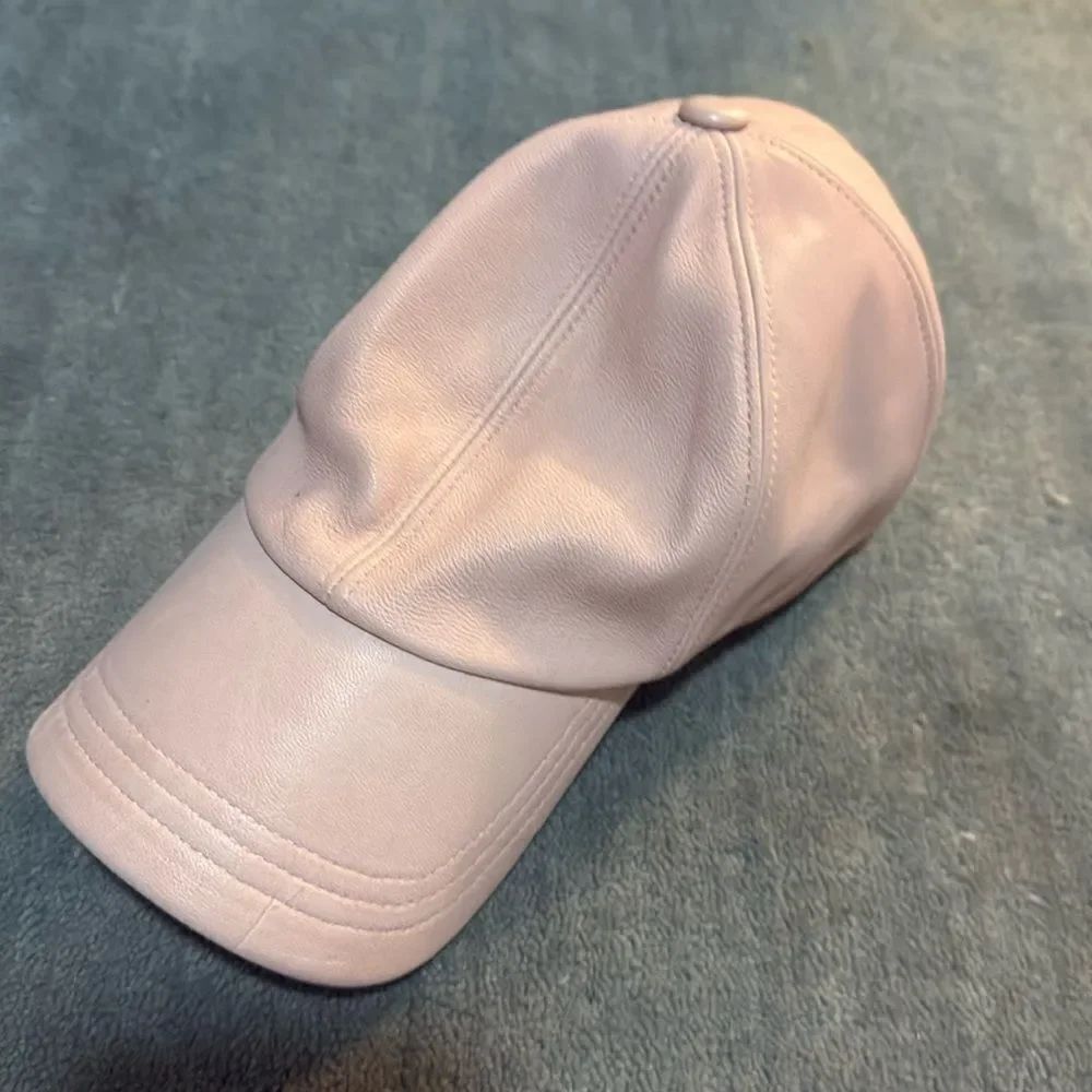 Light Pink Faux Leather Baseball Cap - Adjustable - Women's Hat - HAT ATTACK